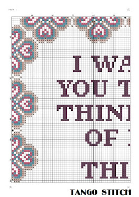 I want you to be thinking of me funny romantic cross stitch embroidery pattern - Tango Stitch